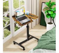 Table de lit Table Support Table Ordinateur Portable,avec Petit Tiroir,60x40x59-89cm Marron Roulettes Pivotantes Hauteur Réglable