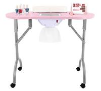 Table de manucure avec aspirateur à poussière de vernis, dimensions 90 x 40 x 72,5 cm, pliable, avec roulettes et freins – table de manucure mobile pour salon de beauté, institut et usage domestique,