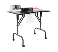 Table de manucure avec aspiration, pliable, mobile, avec roulettes, coussin pour les mains et sac de rangement, idéale pour salon, maison, salon de coiffure, noire