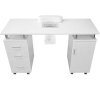 Table de manucure avec aspiration - Table de salon de beauté - Pour la pose d'ongles - Aspirateur intégré - 120 x 45 cm - Blanche