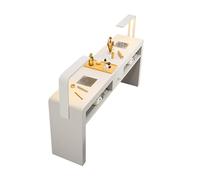 Table de manucure avec collecteur de poussière et lumière LED, table de manucure à domicile avec tiroir de rangement