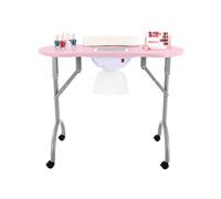 Table de manucure pliable, mobile, avec aspiration et repose-poignet, multifonctionnelle, pour la maison, les salons de manucure, 90 x 40 x 72,5 cm (rose)