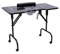 Table de manucure pliable sur roulettes, table pour salon de beauté avec aspiration des poussières, coussin, sac de transport, 35 x 15 pouces