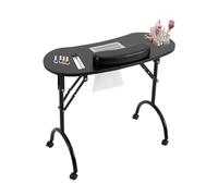 Table de manucure pliable, table à ongles portable avec collecteur de poussière électrique, table de manucure mobile avec repose-poignet et roulettes pour salons de manucure à la maison, 90 x 40 x