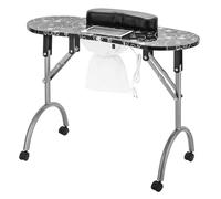 Table de manucure portable pliable - Table professionnelle avec collecteur de poussière, repose-poignet et 4 roues verrouillables, pour manucure avec tiroirs/repose-poignet/roues verrouillables