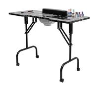 Table de manucure portable Table à ongles Salon de beauté Technicien Bureau pliable Table de manucure mobile pour les deux salons et la maison avec ventilateur collecteur de poussière
