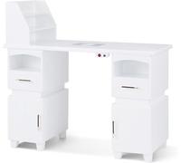 Table de manucure - Poste de travail - Stylisme des ongles - Aspirateur intégré - 120x55 cm - Blanc