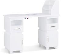Table de manucure - Poste de travail - Stylisme des ongles - Aspirateur intégré - 120x55 cm - Blanc