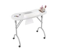 Table de manucure professionnelle avec aspirateur, table de soin des ongles pliable, avec filtre à poussière et roulettes, grande surface de travail 90 x 40 cm, pour studio et maison, blanc moderne