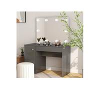 vidaXL Table de maquillage avec éclairage LED MDF Gris brillant331551 Gris G