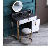 Table de maquillage Chambre à coucher Tabouret Miroir Jeunesse Style moderne Ensemble en bois