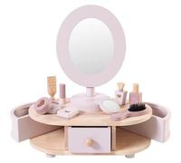 Table de maquillage en bois pour enfants, avec 8 accessoires