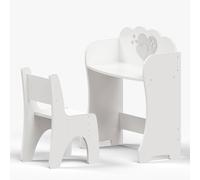 Table de maquillage pour enfants avec chaise blanche ou rose - Réglable - Design coeur - Meubles pour enfants filles - Table de jeu chambre d'enfant - Gris