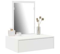 Table de maquillage - vidaXL - Blanc - 60x40x70 cm - Bois d'ingénierie - Avec tiroir - Miroir plat - Rangement intégré