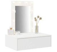 Table de maquillage - vidaXL - Blanc - 60x40x70 cm - Bois d'ingénierie - Tiroir de rangement - Miroir plat - Bandes LED