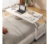 Table De Mobilité Roulante Extensible Au-Dessus du Lit, Bureau D'ordinateur À Hauteur Réglable, Chariot for Ordinateur Portable, Poste De Travail Debout for La Maison(White)
