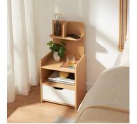 Table de nuit Bordkak avec une étagère 75 x 35 x 30 cm effet chêne / blanc