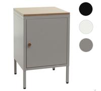Mendler Table de nuit HWC-L84 armoire de chevet métal mélaminé gris 63x40x40 cm