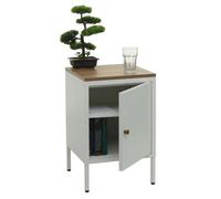 Table de nuit HWC-L84, armoire de chevet commode, métal 63x40x40cm, mélaminé blanc
