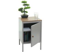 Table de nuit HWC-L84, armoire de chevet commode, métal 63x40x40cm, mélaminé gris