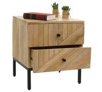 Table de nuit HWC-L95, commode table d'appoint armoire, tiroir bois de manguier 51x45x40cm certifié MVG, naturel