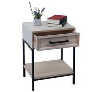 Table de nuit HWC-N91, commode table d'appoint armoire, tiroir shabby look bois de paulownia 59x43x36cm naturel