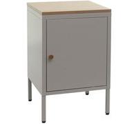 Mendler Table de nuit HWC-L84 armoire de chevet métal mélaminé gris 63x40x40 cm