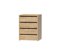 Table de nuit, table de chevet de 4 tiroirs, commode de chambre coloris Chêne doré - Longueur 46 x Profondeur 45 x Hauteur 63,5 cm - -