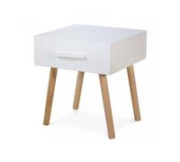 Homestyle4u Table de nuit tiroir en pin blanc