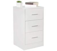 Table de nuit - WOHNLING - Olav - 3 tiroirs - Bois - Blanc