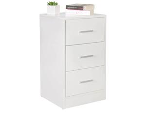 Table de nuit - WOHNLING - Olav - 3 tiroirs - Bois - Blanc