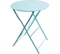 Table de patio ronde pliante Bolero en acier bleu azur 60 cm