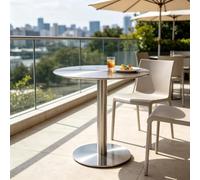 Table de petit-déjeuner, table d'appoint en acier inoxydable Ronde/Carrée | Table de bar de bistro pub pour café restaurant salle à manger commerciale patio extérieur(Round,60x60x75cm)