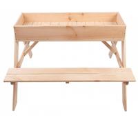 Table de pique nique 2 en 1 avec bac à sable pour 4 enfants - 93 x 88 x H 60 cm - Bois de pin