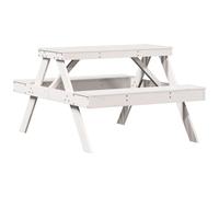 Table de pique-nique blanc 105x134x75 cm bois massif de pin