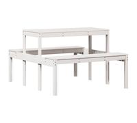 Table de pique-nique blanc 110x134x75 cm bois massif de pin