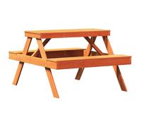Table de pique-nique cire marron 105x134x75 cm bois massif pin