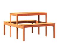 Table de pique-nique cire marron 110x134x75 cm bois massif pin