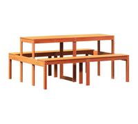 Table de pique-nique cire marron 160x134x75 cm bois massif pin