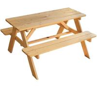 Table de pique-nique en bois, fabriquée à partir de bois de pin naturel, pour enfants | Hauteur 53 cm x Largeur 95 cm x Profondeur 75 cm | Support intégré pour parasol | Mobilier de jardin pour l'exté