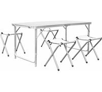 Table de pique-nique Happyment pour 4 personnes - Pliable - Table de camping et de jardin - Réglable en hauteur - 4 chaises incluses