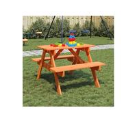 vidaXL Table de pique-nique pour 4 enfants avec trou pour parapluie Sapin massif