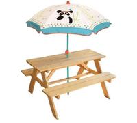 Table de Pique-nique pour Enfant - FUN HOUSE - INDIAN PANDA - Bois - Parasol inclus