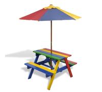 Table de pique-nique pour enfants CHIC - Bois - Parasol - Rouge
