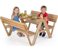 Table de pique-nique pour enfants, ensemble de sièges d'extérieur pour enfants avec table et 2 bancs, ensemble de sièges de jardin pour enfants pouvant accueillir jusqu'à 4 enfants, ensemble de mobili