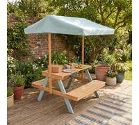 Table De Pique-nique, Salon De Jardin Enfant Bois D'acacia Avec Parasol 2 Places - Jade Vert De Gris TU