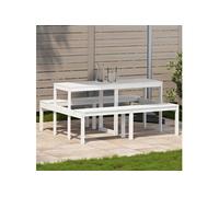 vidaXL Table de pique-nique 160x134x75 cm – Pin massif, Blanc