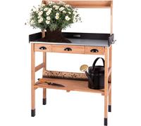 Table De Plantation 85x45x130cm En Bois De Cerisier, Brun, Tiroirs