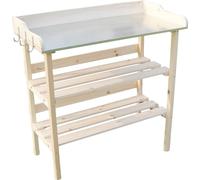 Table de plantation en épicéa avec plan de travail galvanisé & étagère