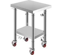 Table de préparation de cuisine en acier inoxydable, 4 roulettes pivotantes, capacité de charge de 100KG-300KG, 24 x 18 pouces